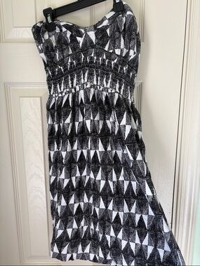 Billabong Black & White Geometric Strapless Sundress